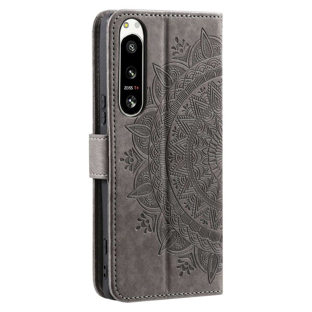  Sony Xperia 5 IV Fodral Mandala Läder Grå