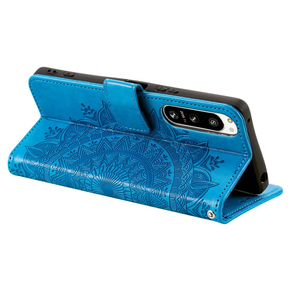  Sony Xperia 5 IV Fodral Mandala Läder Blå