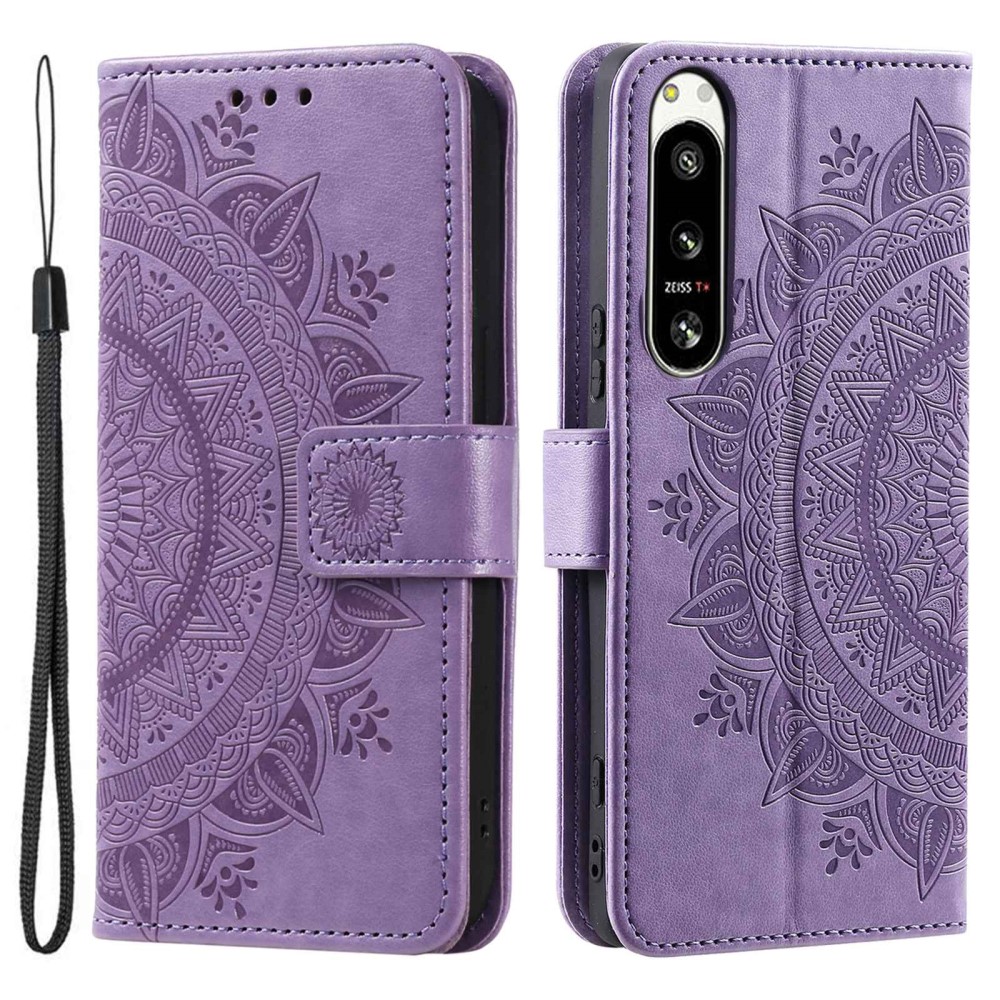  Sony Xperia 5 IV Fodral Mandala Läder Lila