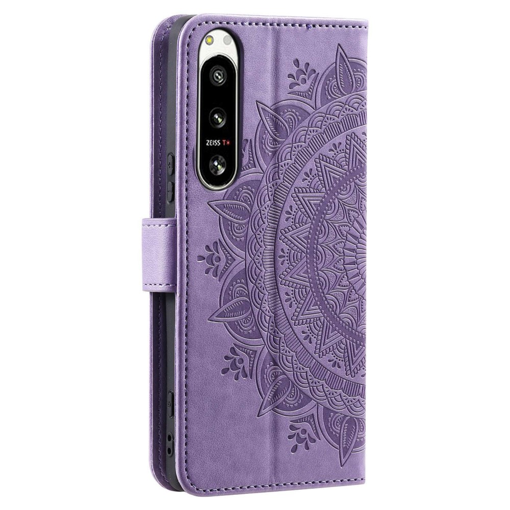  Sony Xperia 5 IV Fodral Mandala Läder Lila