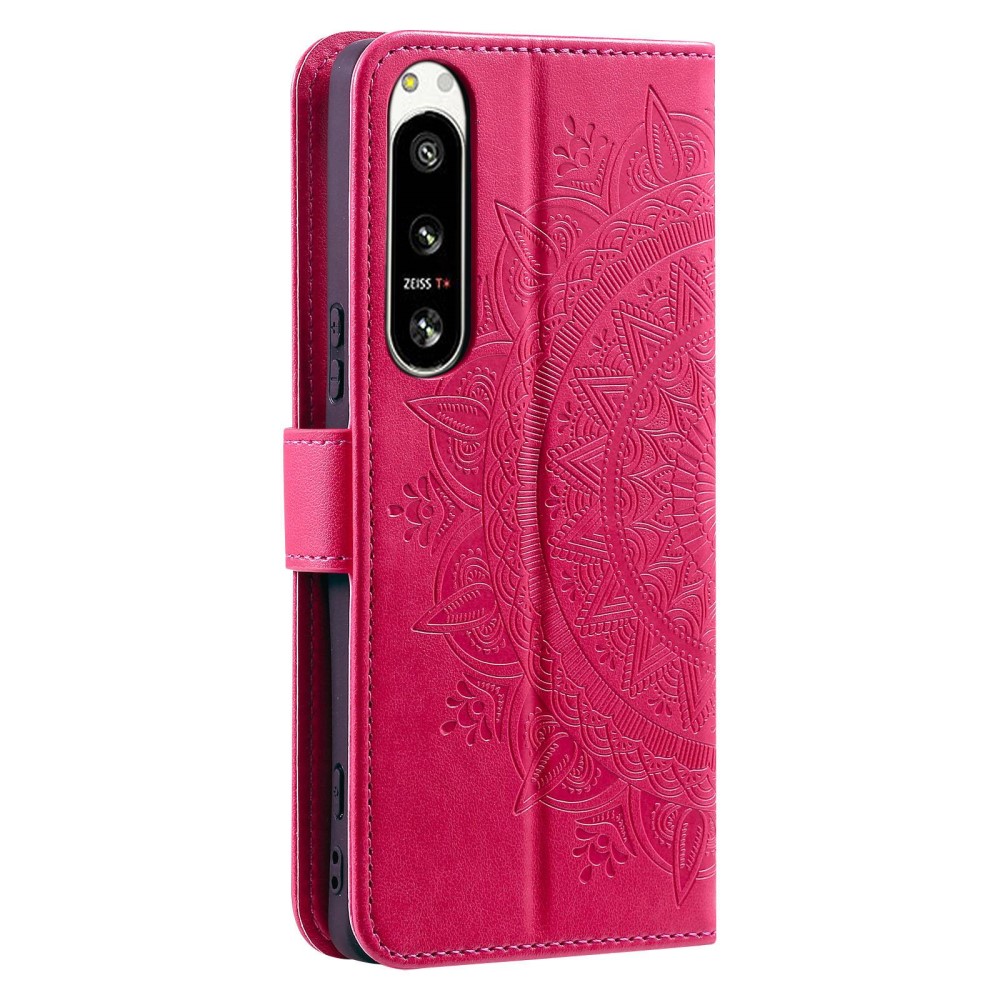  Sony Xperia 5 IV Fodral Mandala Läder Rosa