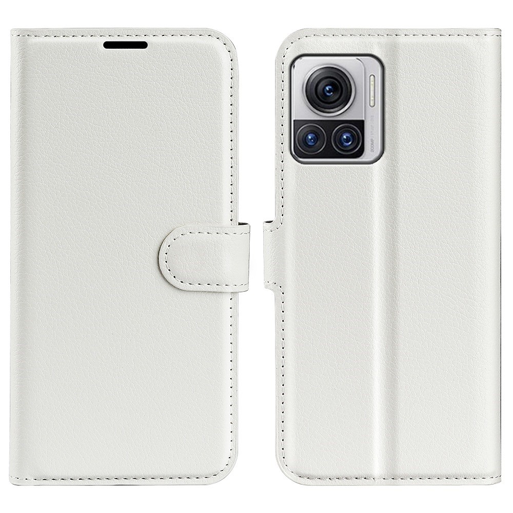  Motorola Edge 30 Ultra 5G Fodral Litchi Läder Vit