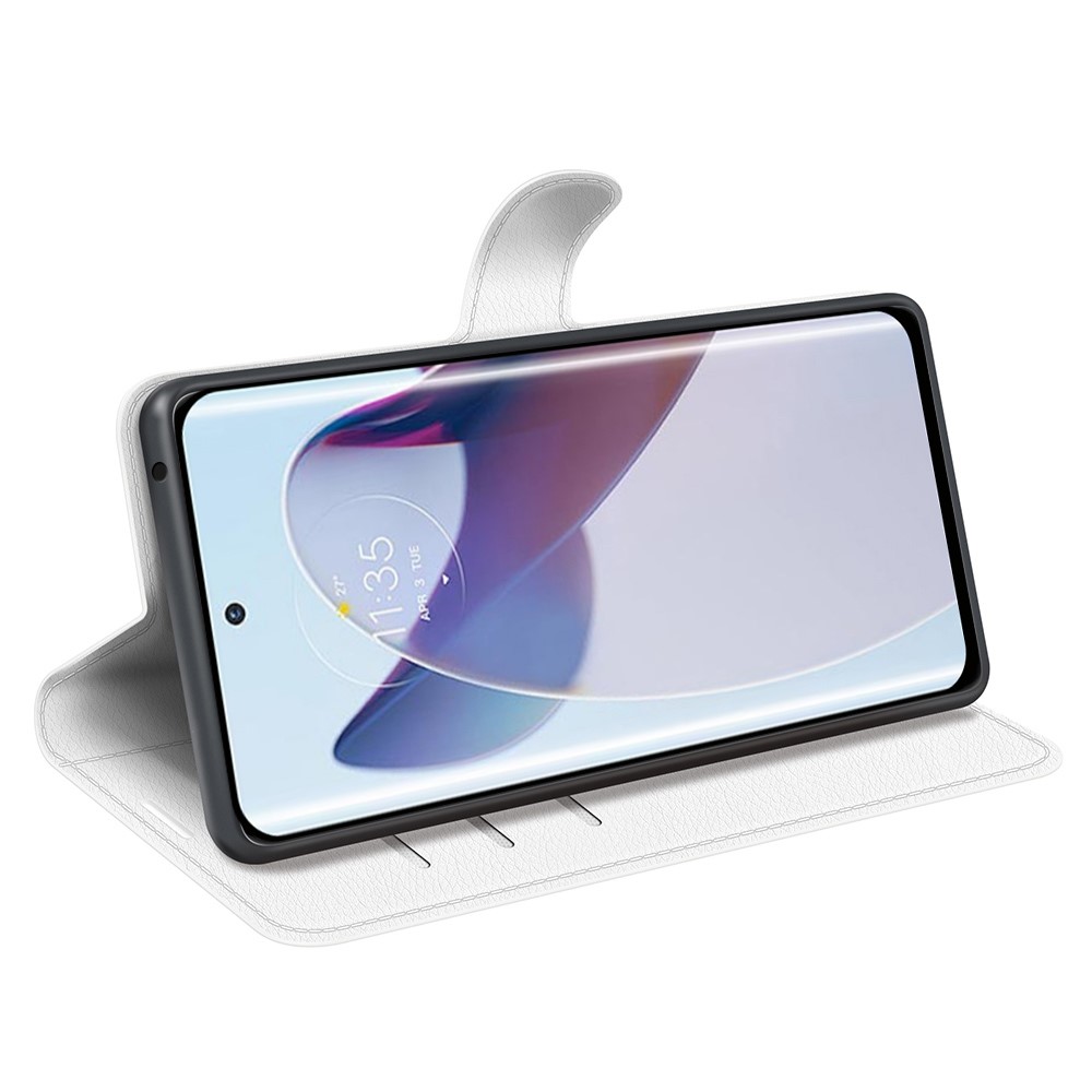  Motorola Edge 30 Ultra 5G Fodral Litchi Läder Vit