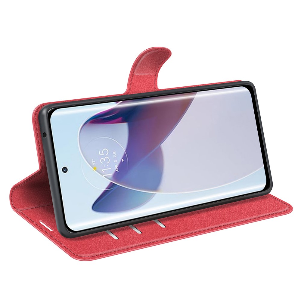  Motorola Edge 30 Ultra 5G Fodral Litchi Läder Röd