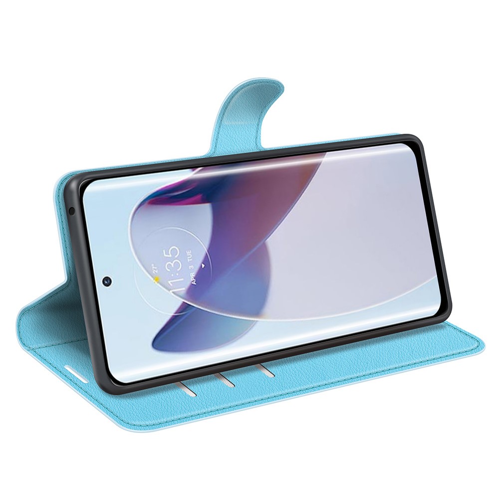  Motorola Edge 30 Ultra 5G Fodral Litchi Läder Ljus Blå