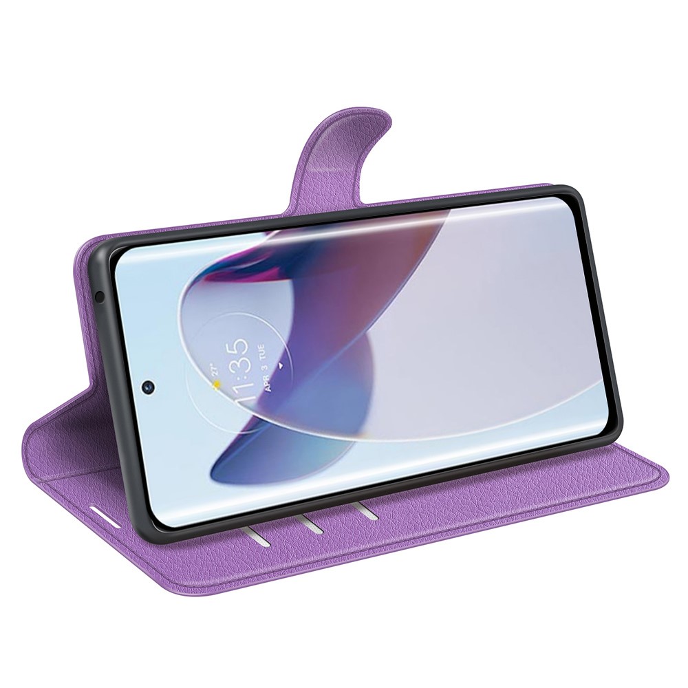 Motorola Edge 30 Ultra 5G Fodral Litchi Läder Lila