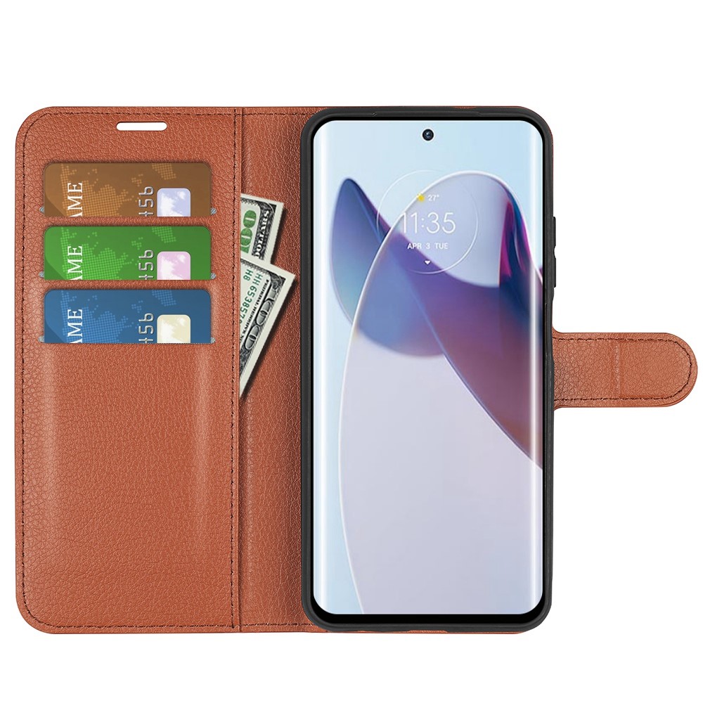  Motorola Edge 30 Ultra 5G Fodral Litchi Läder Brun