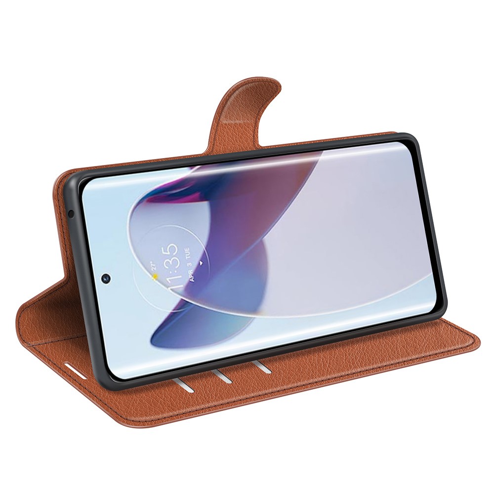  Motorola Edge 30 Ultra 5G Fodral Litchi Läder Brun