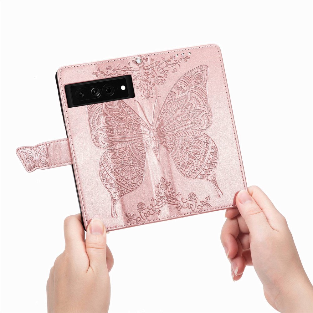  Google Pixel 7 Fodral Fjäril Tryck Roséguld