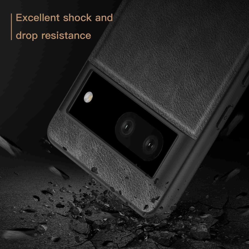  Google Pixel 7 Skal Retro Läderbelagt Svart