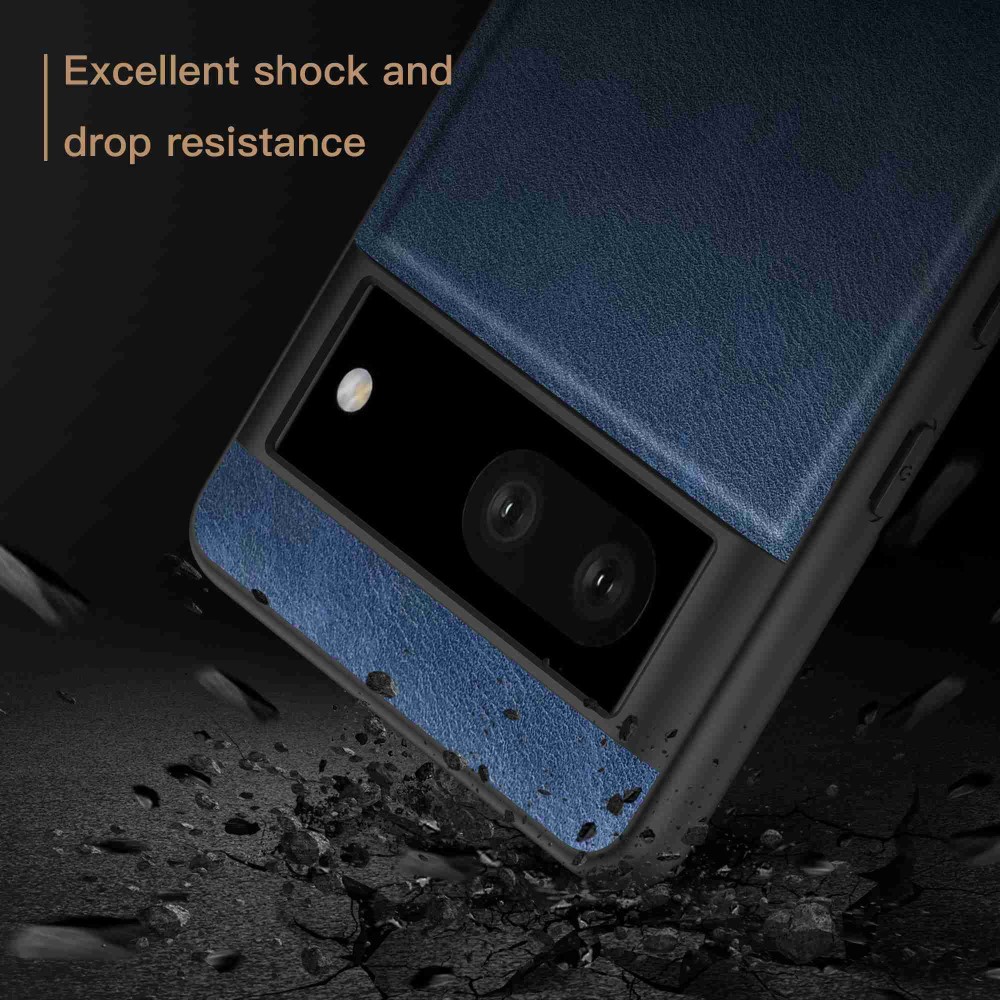  Google Pixel 7 Skal Retro Läderbelagt Blå