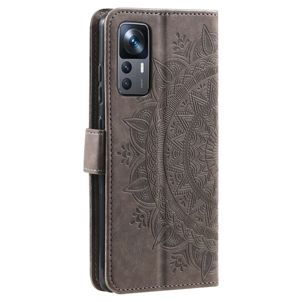  Xiaomi 12T / 12T Pro Fodral Mandala Läder Grå