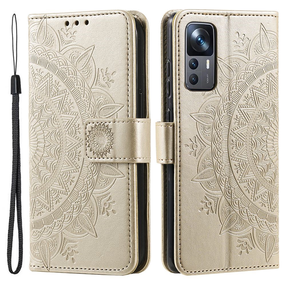  Xiaomi 12T / 12T Pro Fodral Mandala Läder Guld