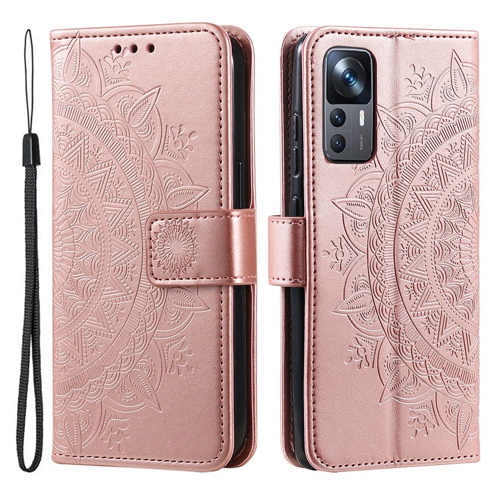  Xiaomi 12T / 12T Pro Fodral Mandala Läder Roséguld