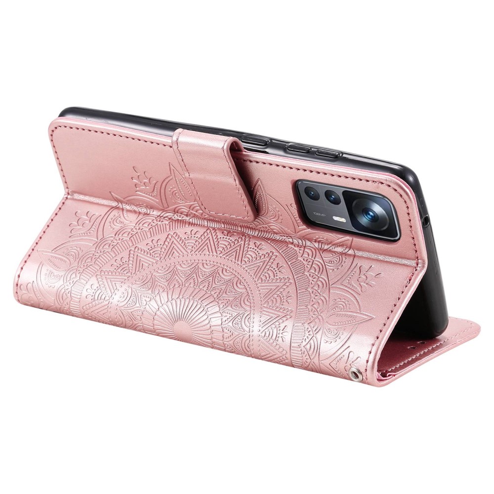  Xiaomi 12T / 12T Pro Fodral Mandala Läder Roséguld