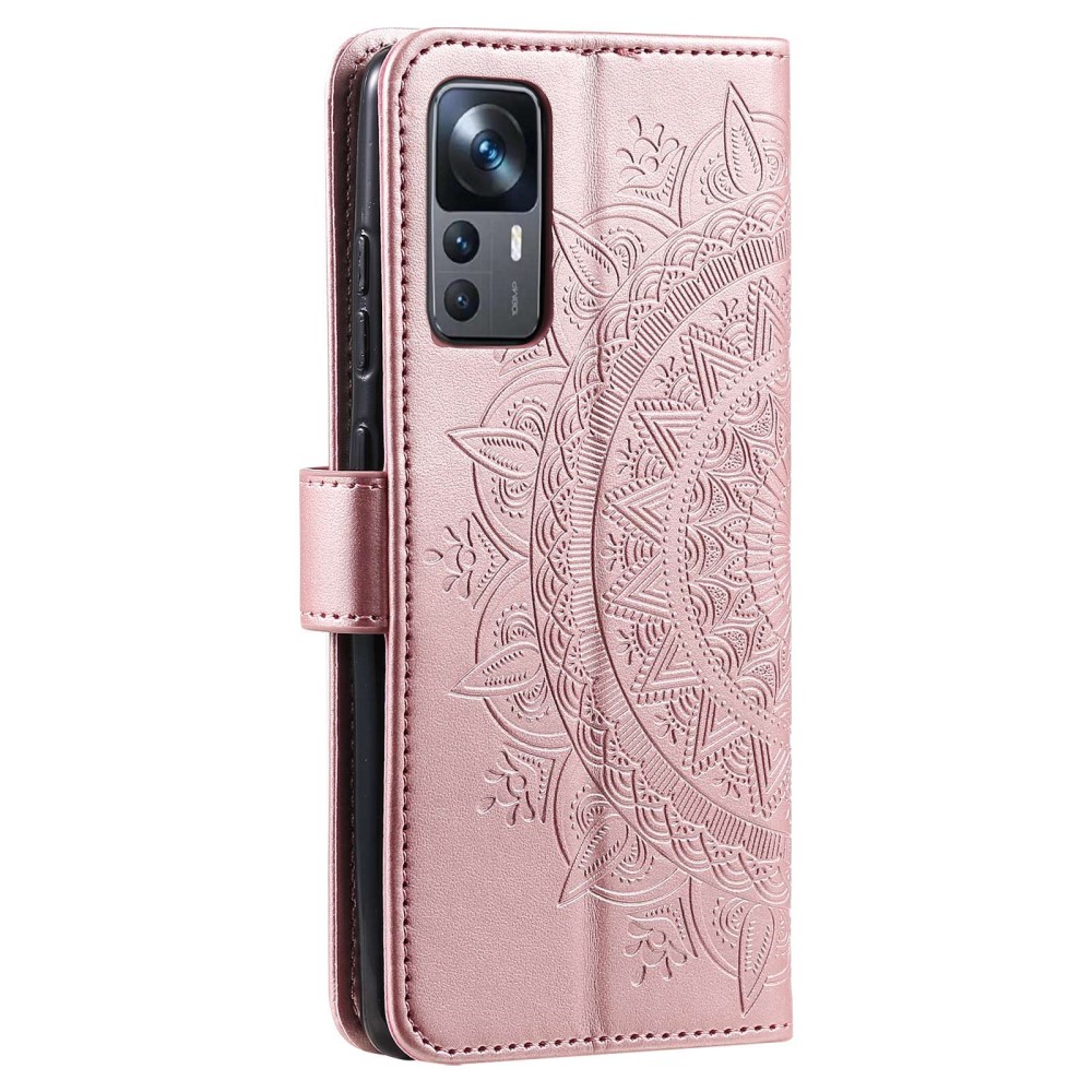  Xiaomi 12T / 12T Pro Fodral Mandala Läder Roséguld