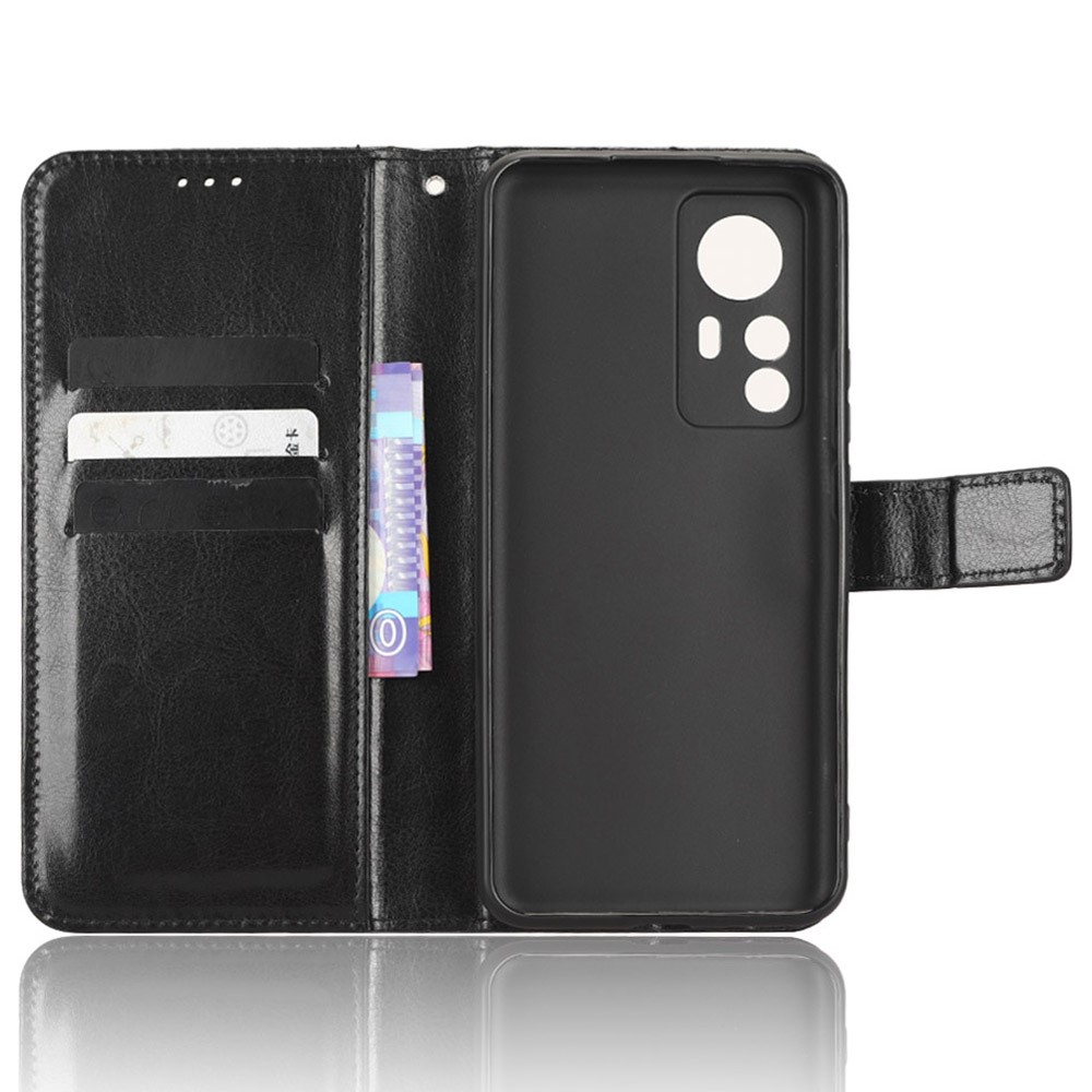  Xiaomi 12T / 12T Pro Fodral Crazy Horse Läder Svart