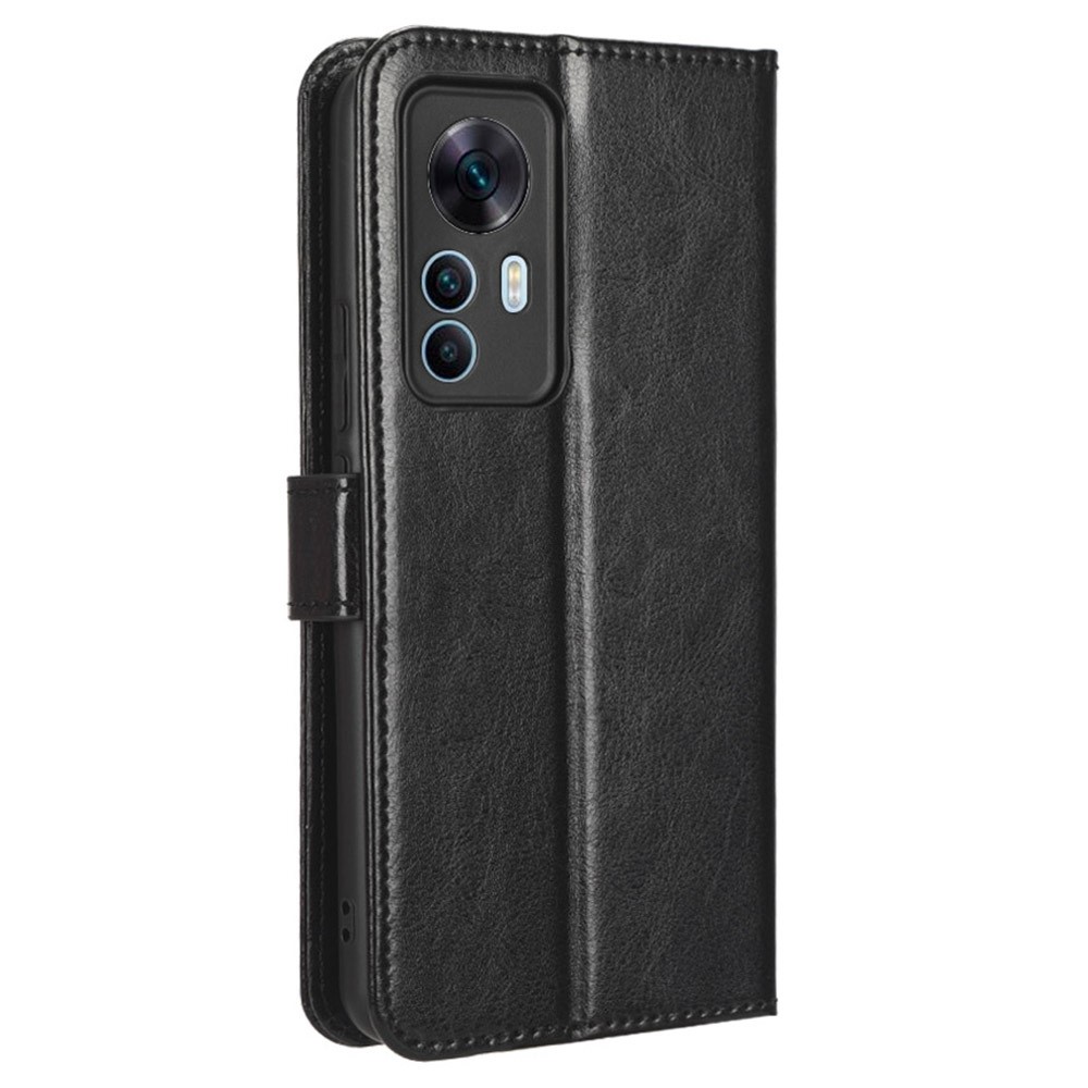  Xiaomi 12T / 12T Pro Fodral Crazy Horse Läder Svart
