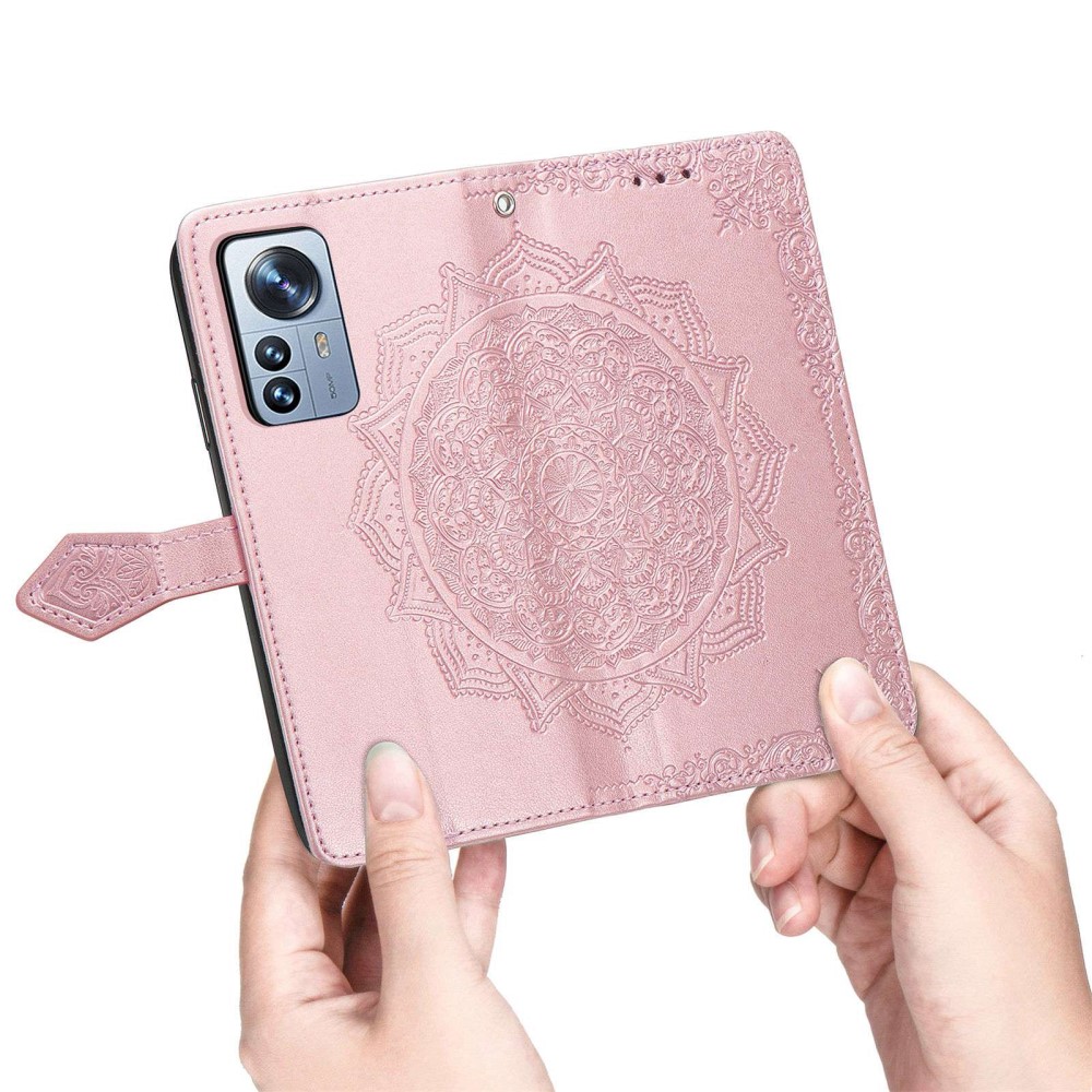  Xiaomi 12T / 12T Pro Fodral Mandala Läder Roséguld