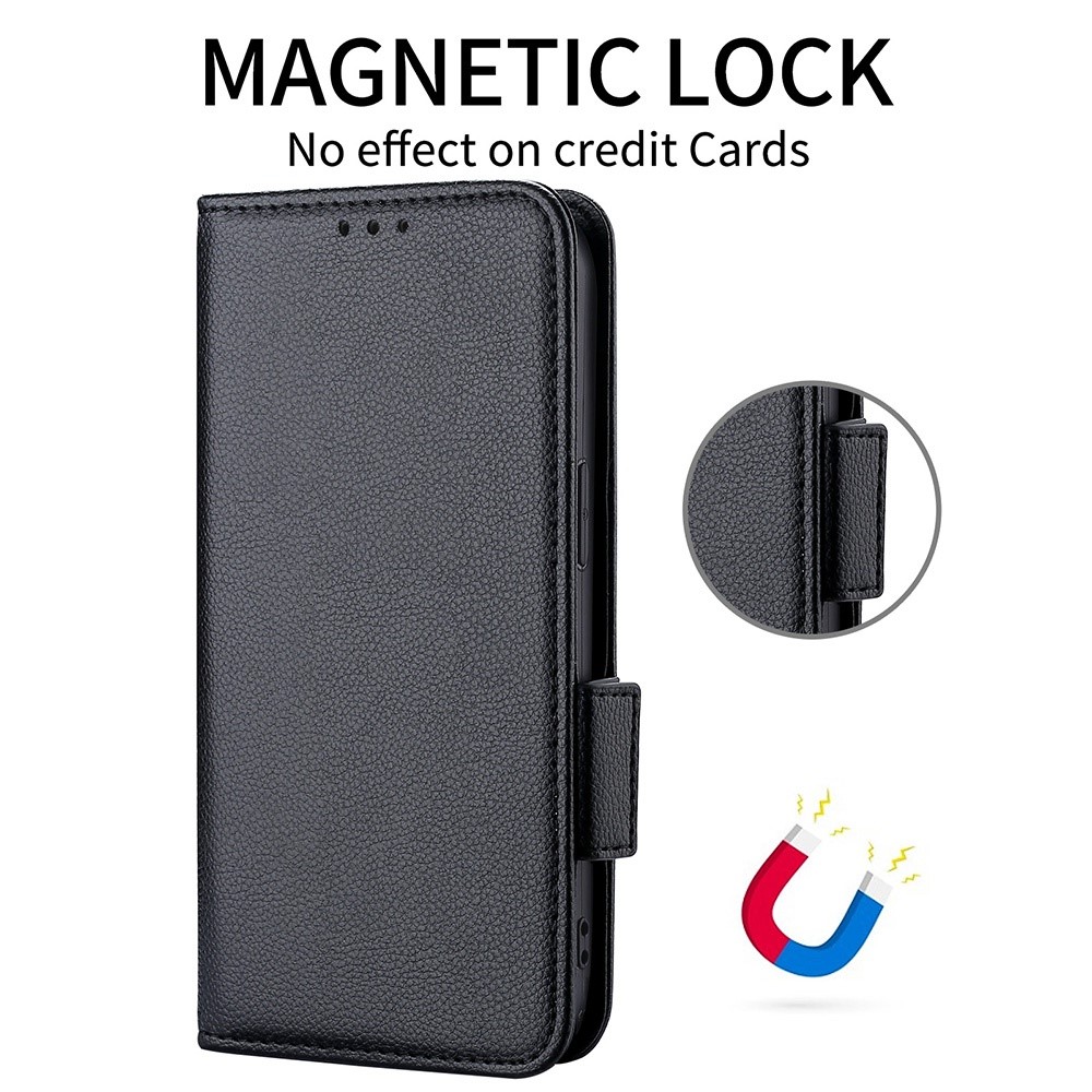  Motorola Edge 30 Fusion 5G Fodral Litchi Läder Svart