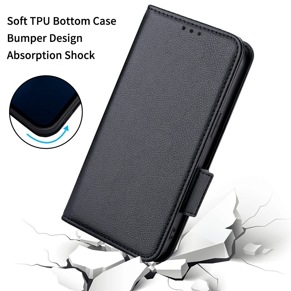  Motorola Edge 30 Fusion 5G Fodral Litchi Läder Svart