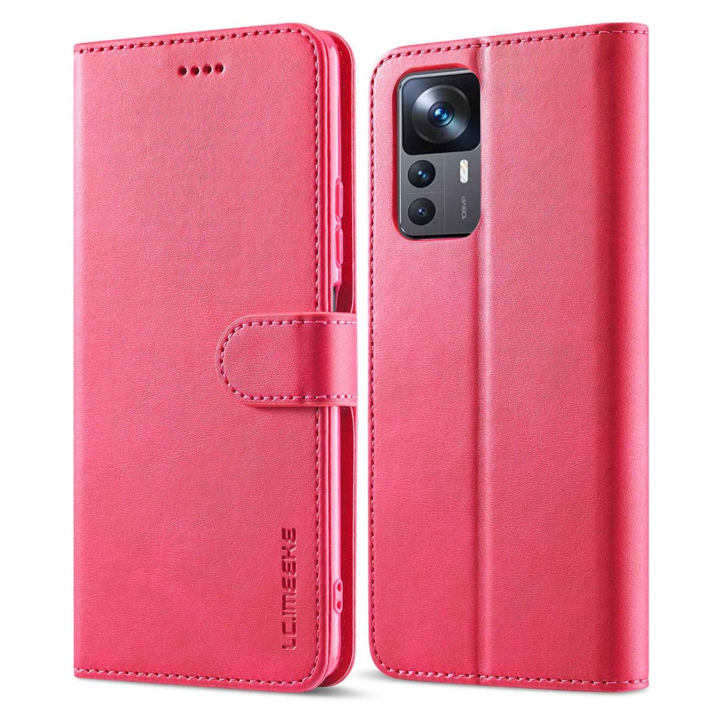 LC.IMEEKE LC.IMEEKE Xiaomi 12T / 12T Pro Fodral Läder Röd/Rosa