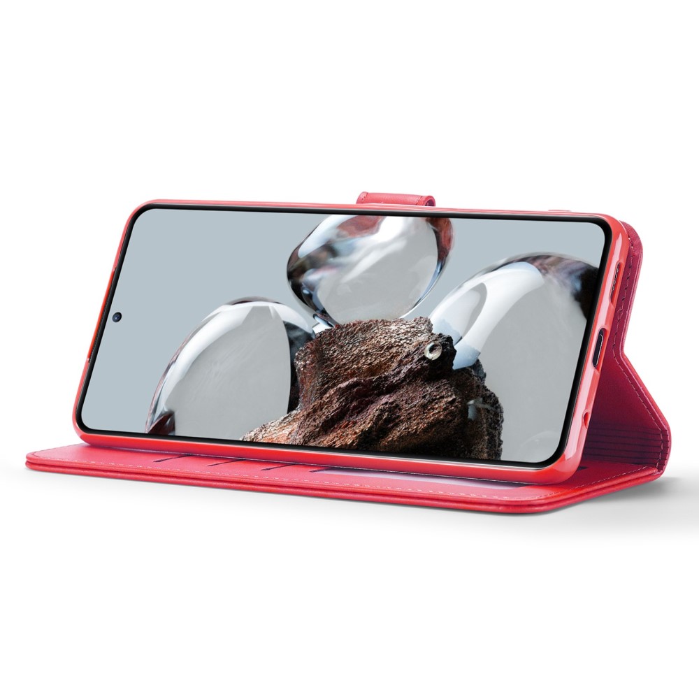 LC.IMEEKE LC.IMEEKE Xiaomi 12T / 12T Pro Fodral Läder Röd/Rosa