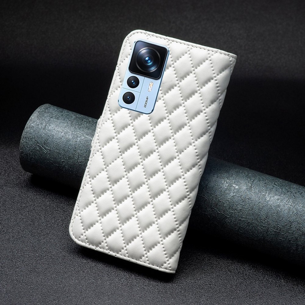  Xiaomi 12T / 12T Pro Fodral Diamond Läder Vit