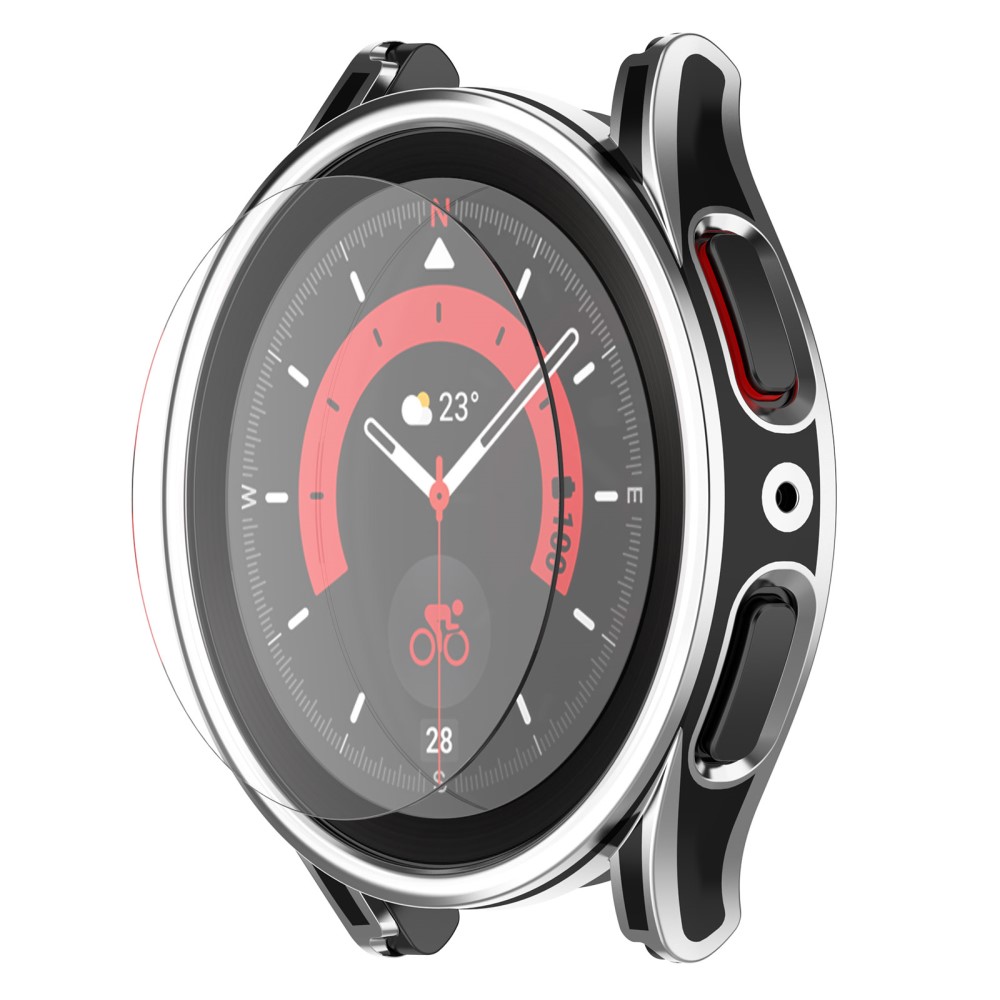  Galaxy Watch 4/5 40mm Skal Med Härdat Glas Svart/Silver