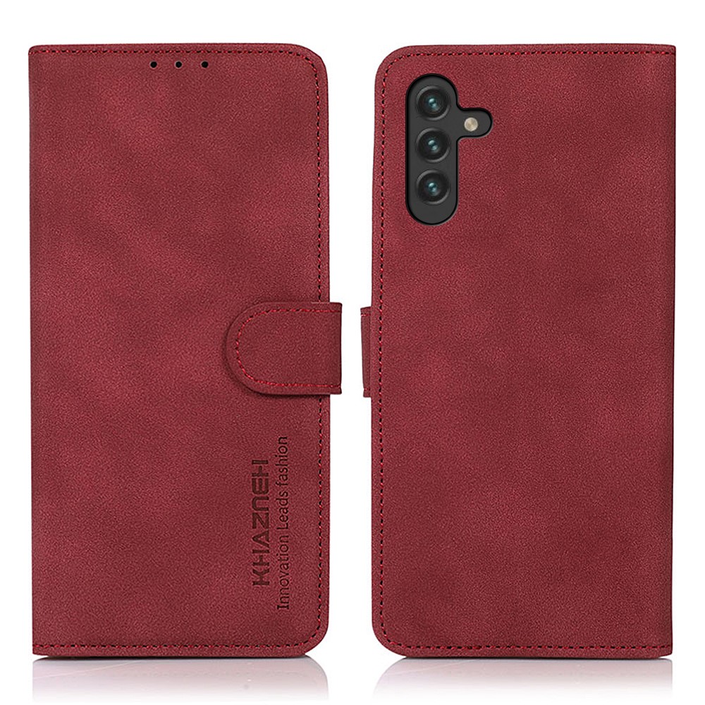 KHAZNEH KHAZNEH Samsung Galaxy A04s / A13 5G Fodral Retro Läder Vinröd