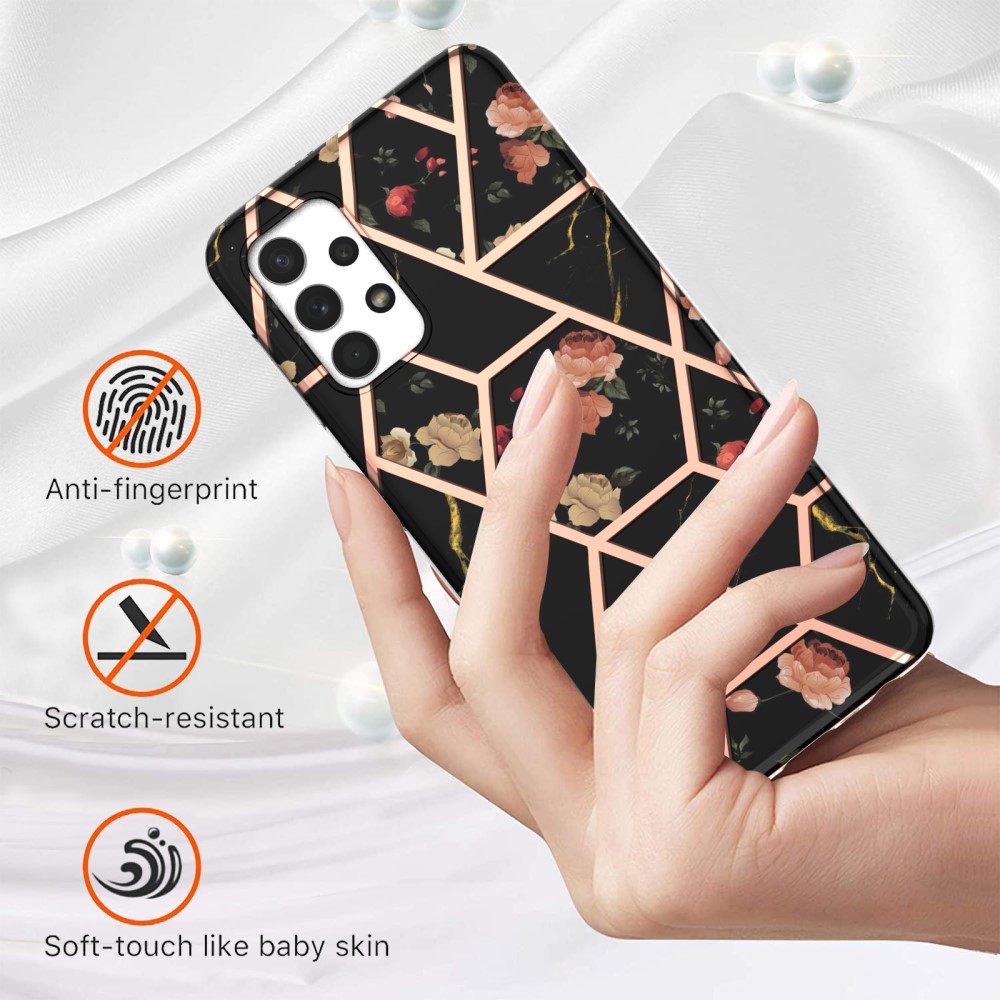  Samsung Galaxy A23 5G Skal Marmor Black Flowers