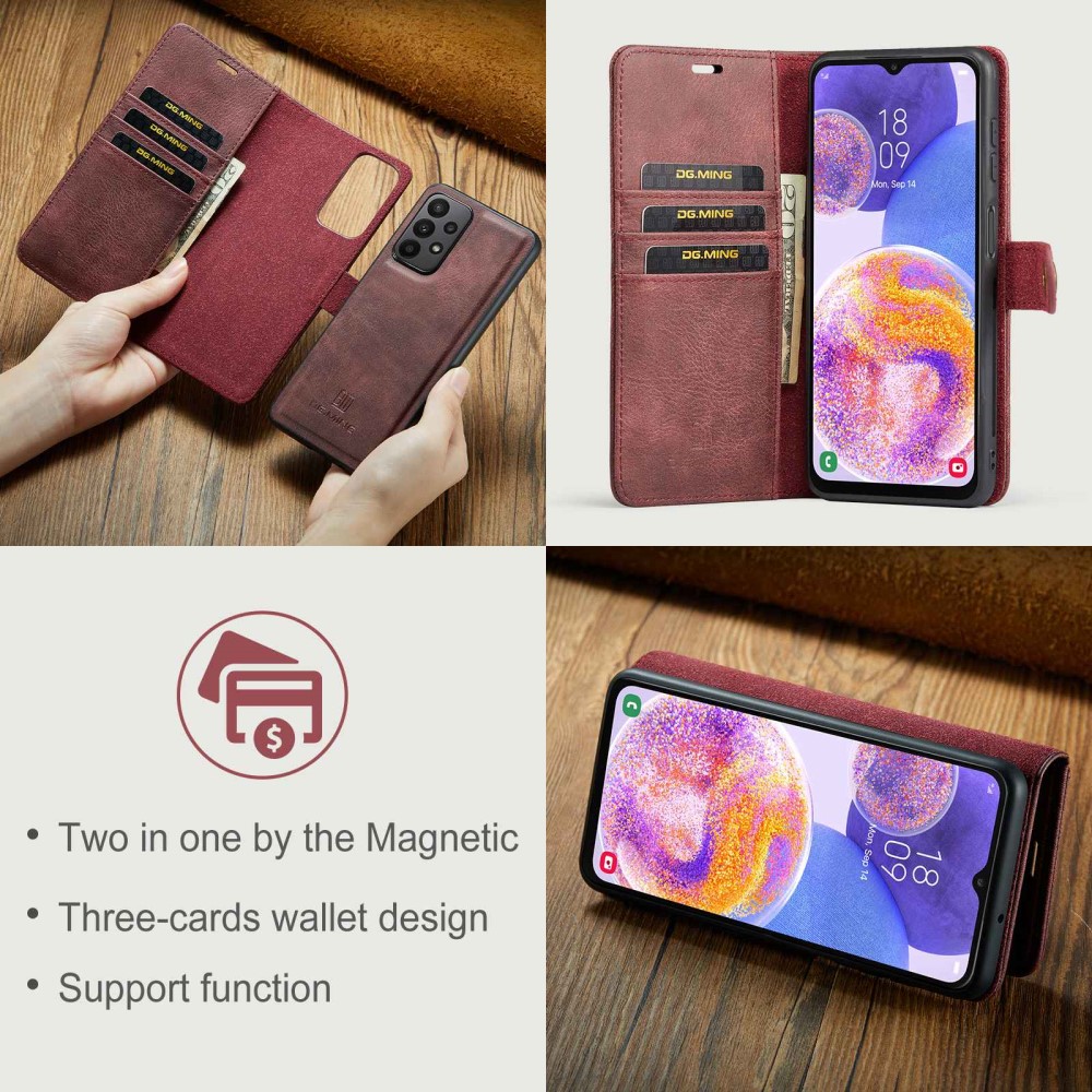 DG.MING DG.MING Samsung Galaxy A23 5G 2in1 Magnet Fodral / Skal Vinröd