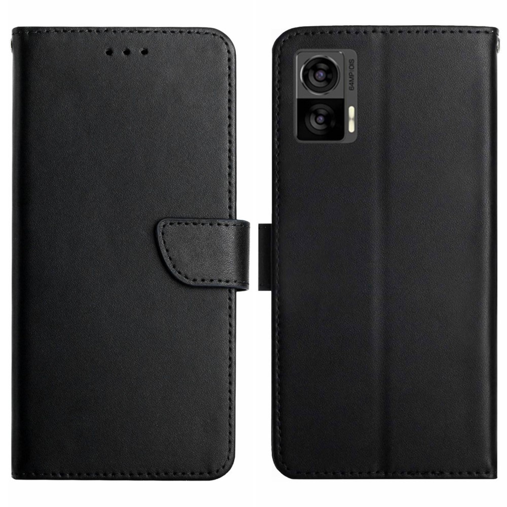  Motorola Edge 30 Neo 5G Fodral Nappa Äkta Läder Svart