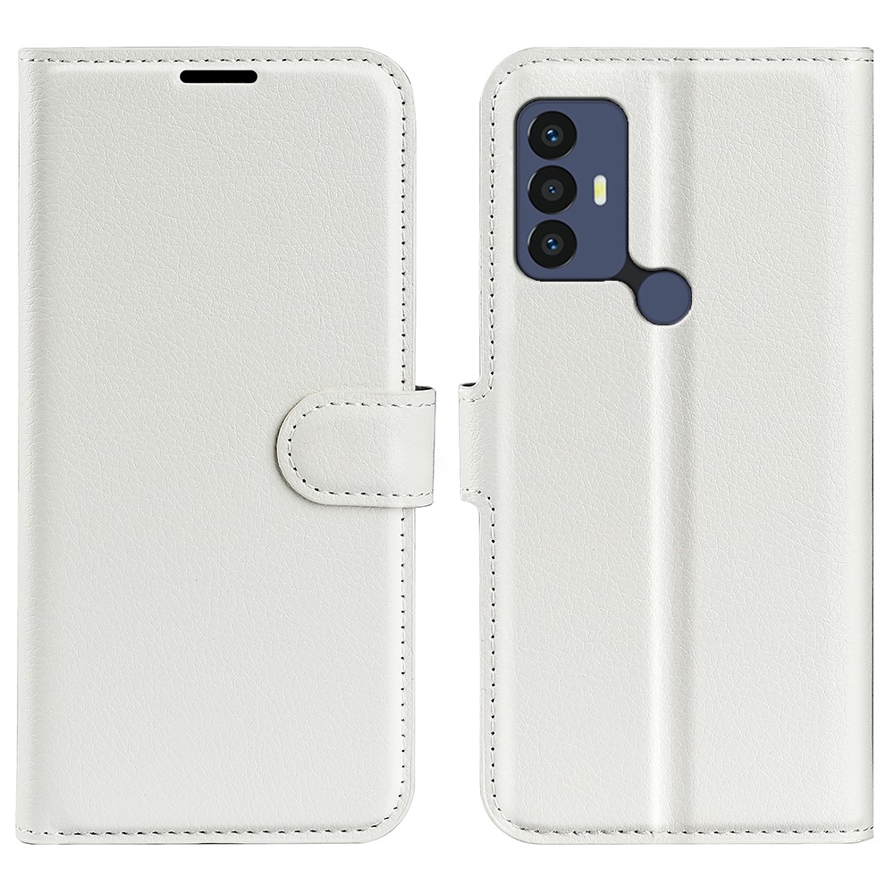  TCL 305 (2022) Fodral Litchi Läder Vit