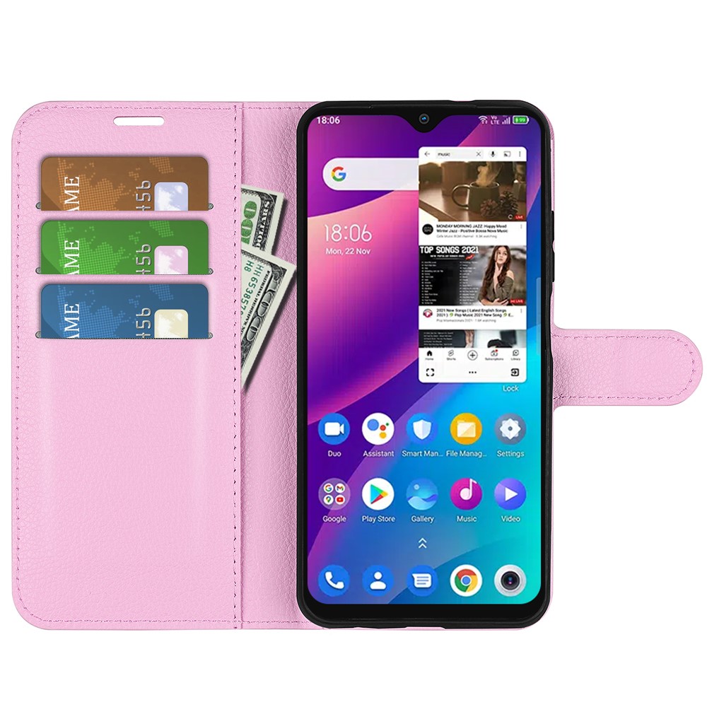 TCL 305 (2022) Fodral Litchi Läder Ljus Rosa