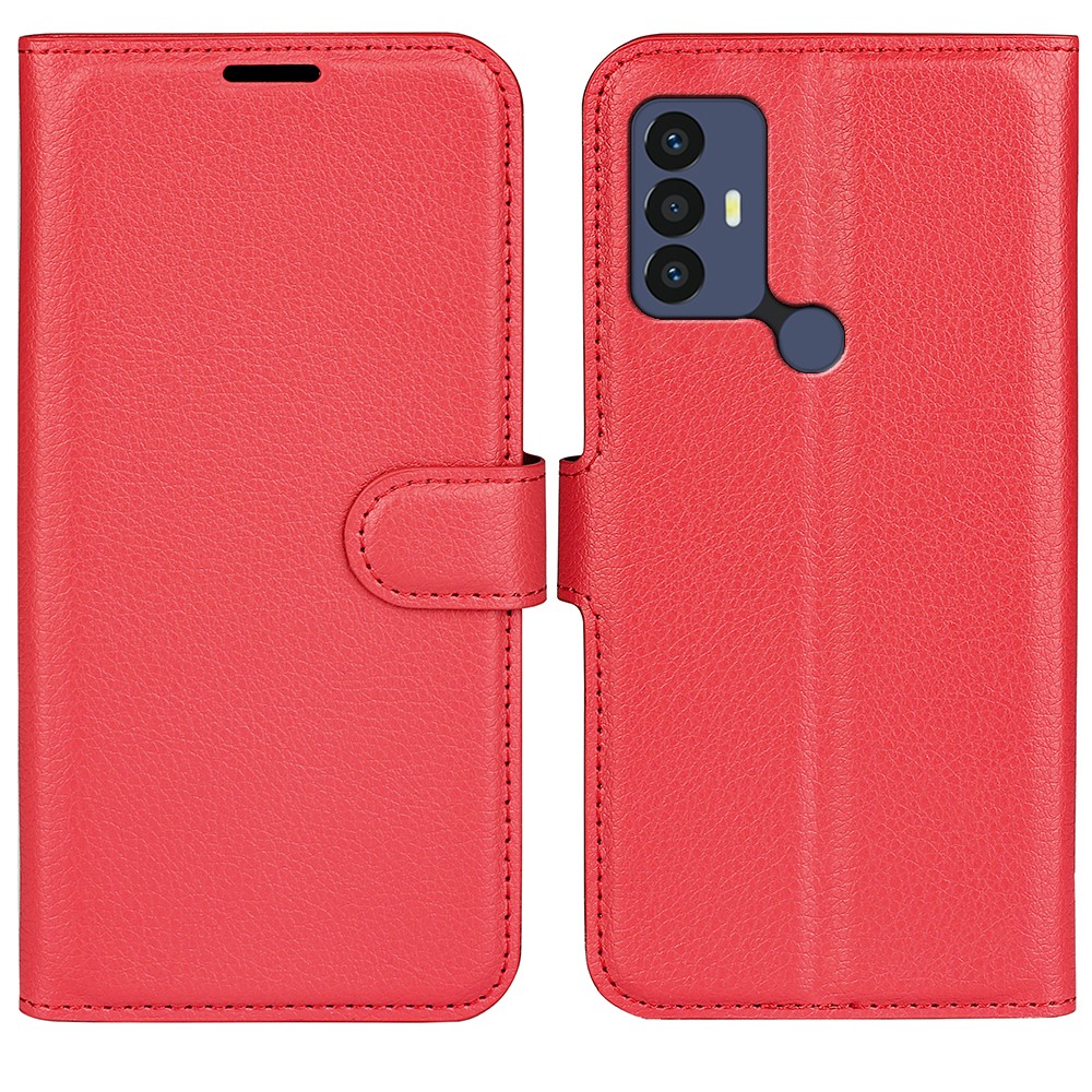  TCL 305 (2022) Fodral Litchi Läder Röd