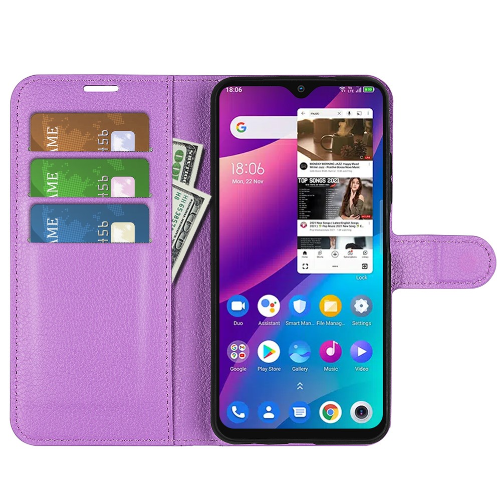  TCL 305 (2022) Fodral Litchi Läder Lila