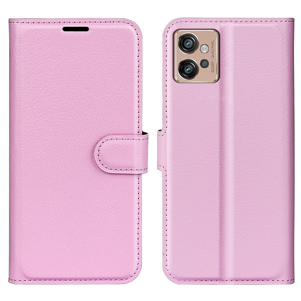  Motorola Moto G32 Fodral Litchi Läder Ljus Rosa