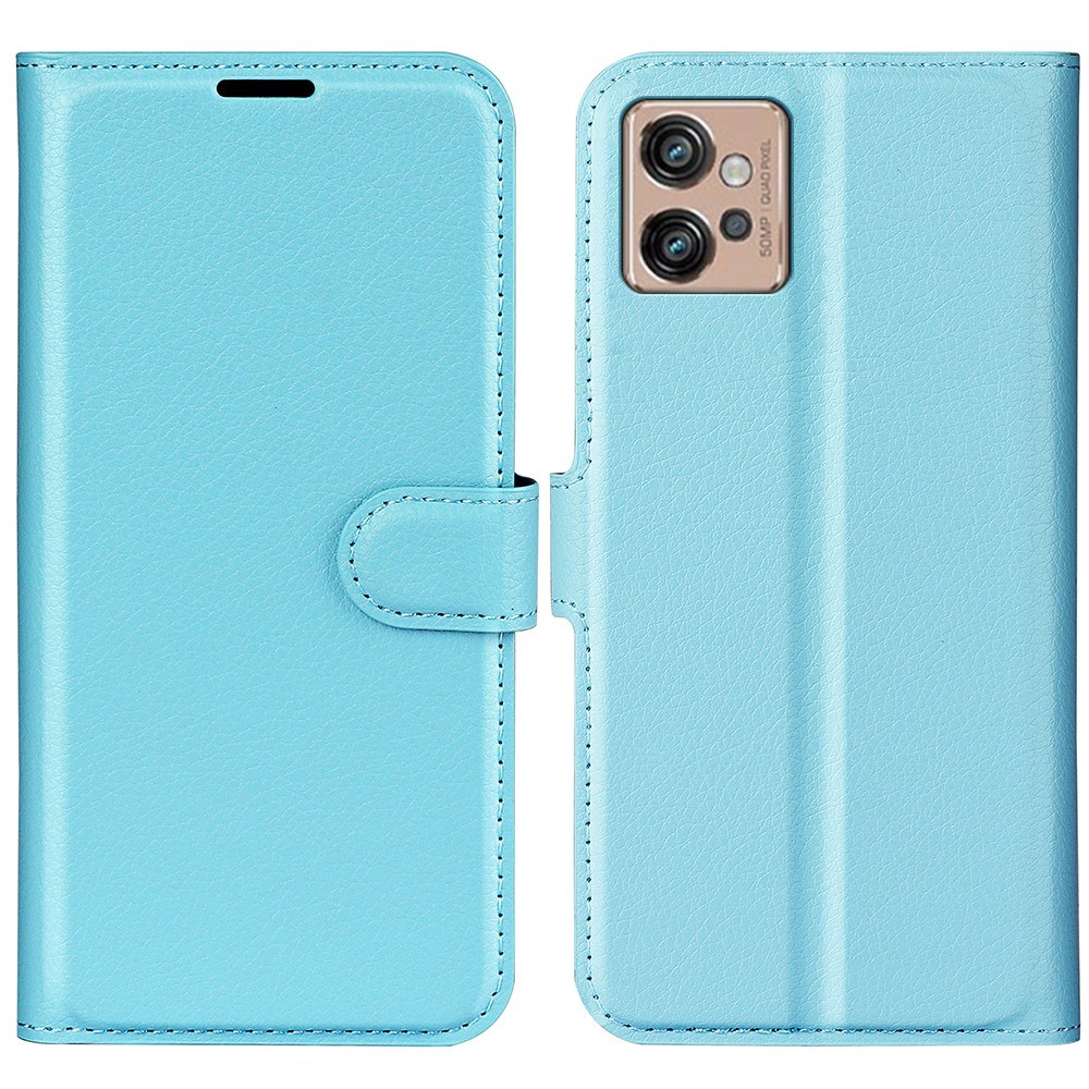  Motorola Moto G32 Fodral Litchi Läder Ljus Blå