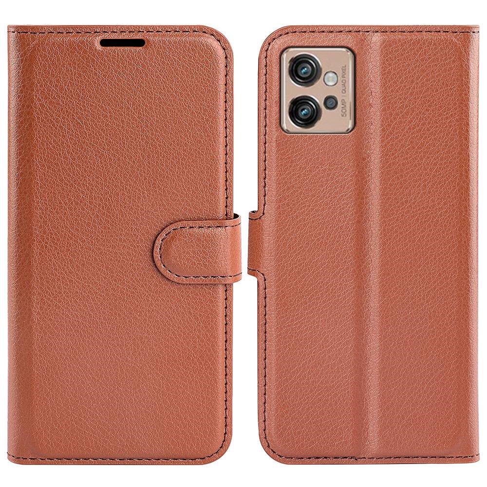  Motorola Moto G32 Fodral Litchi Läder Brun
