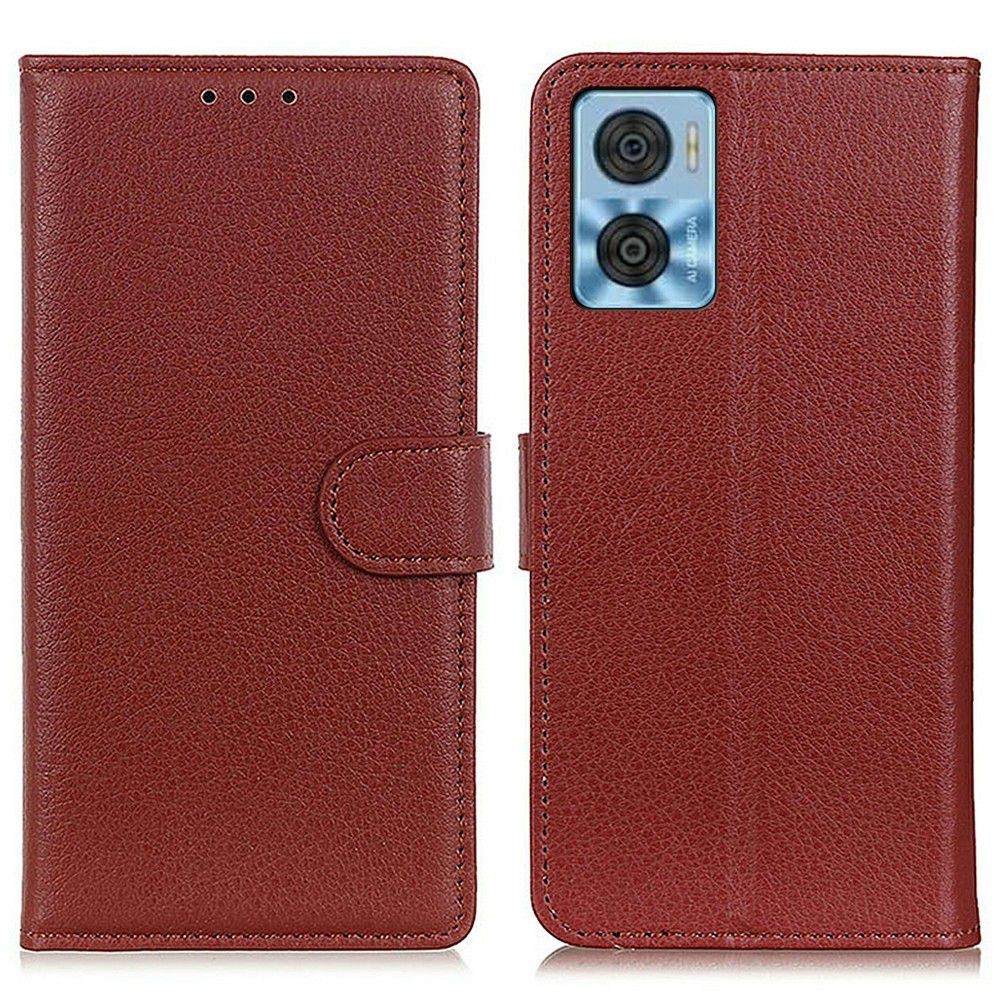  Motorola Moto E22i Fodral Litchi Läder Brun