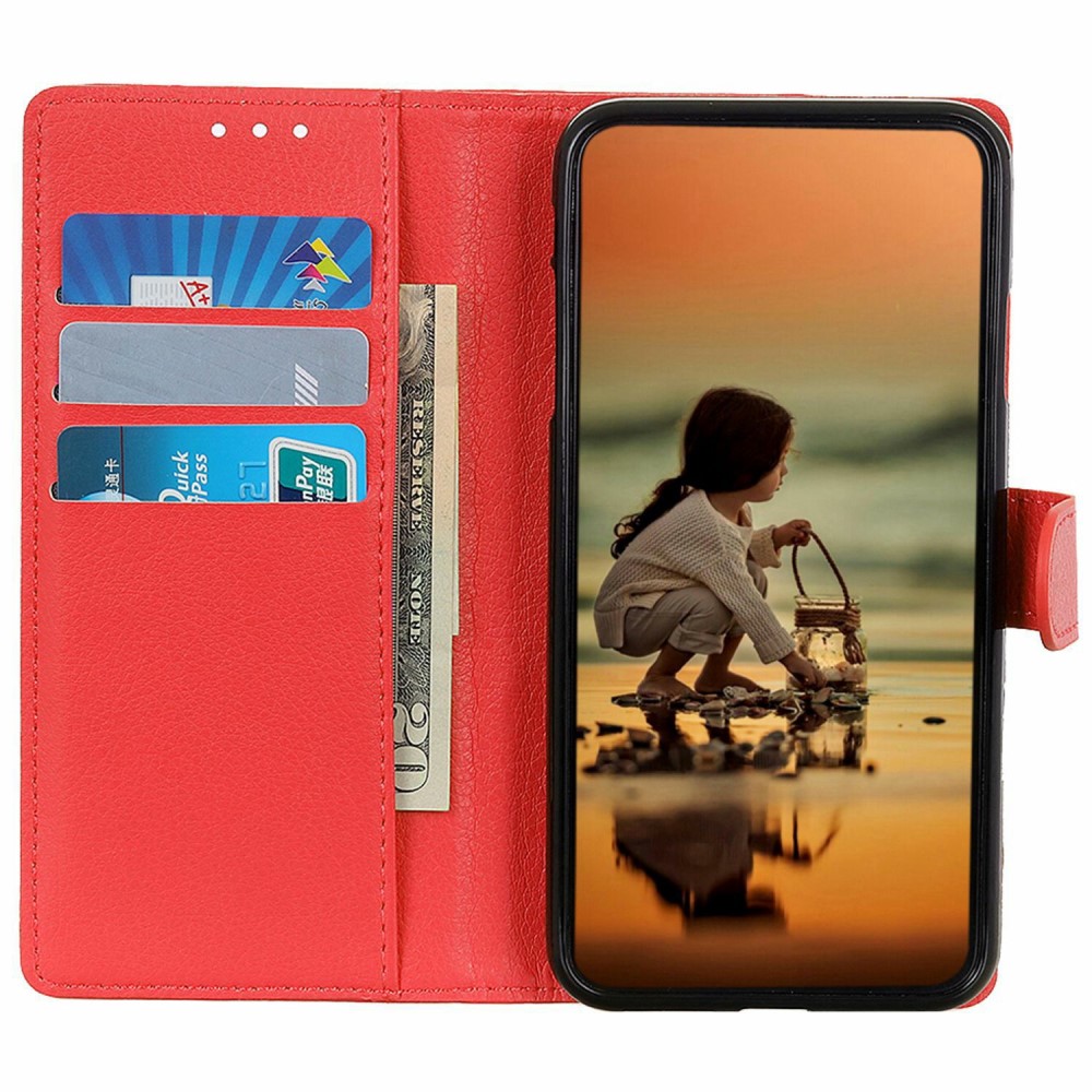  Motorola Moto E22i Fodral Litchi Läder Röd