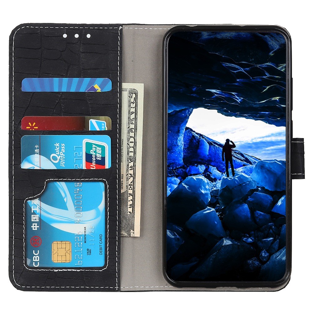  Motorola Moto E22i Fodral Krokodil Textur Svart