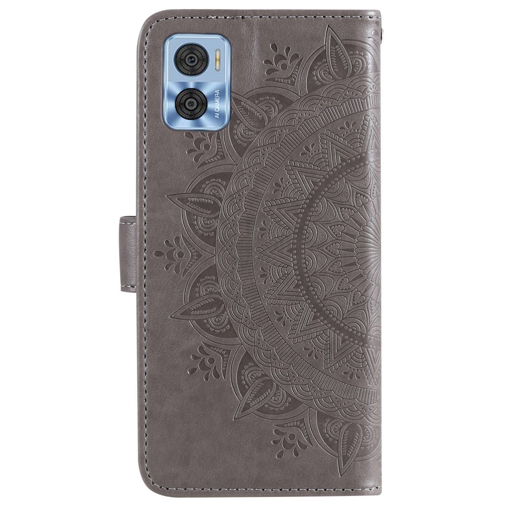  Motorola Moto E22i Fodral Mandala Läder Grå