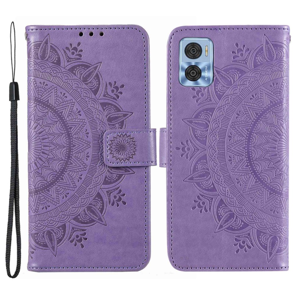  Motorola Moto E22i Fodral Mandala Läder Lila