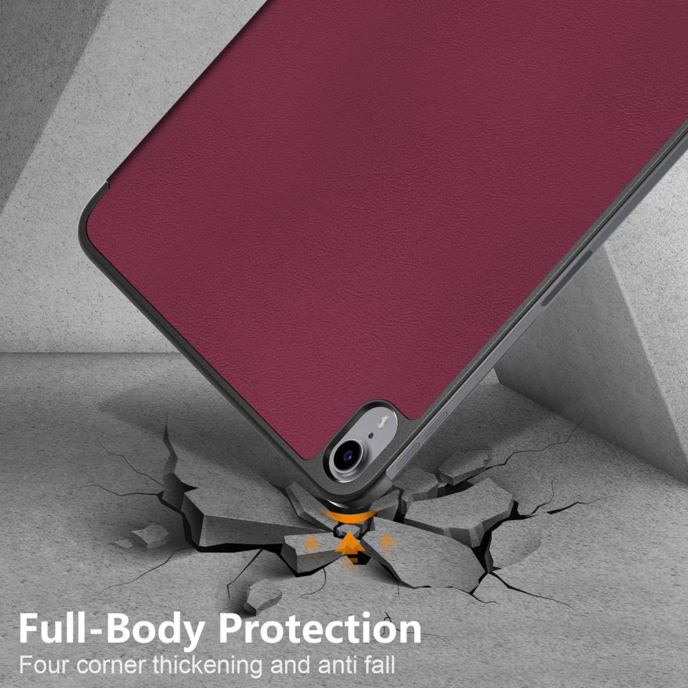  iPad 11 2025 / 10.9 2022 Fodral Tri-Fold Vinröd