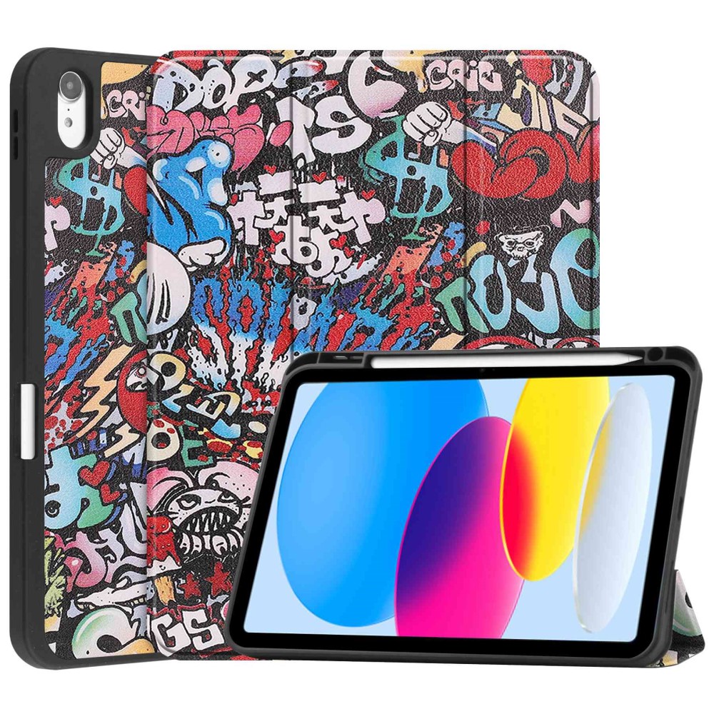  iPad 11 2025 / 10.9 2022 Fodral Tri-Fold Pennhållare Graffiti