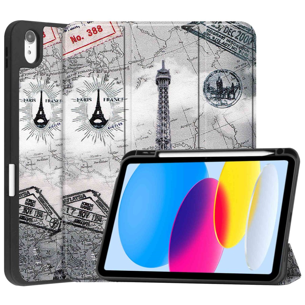  iPad 11 2025 / 10.9 2022 Fodral Tri-Fold Pennhållare Eiffeltornet