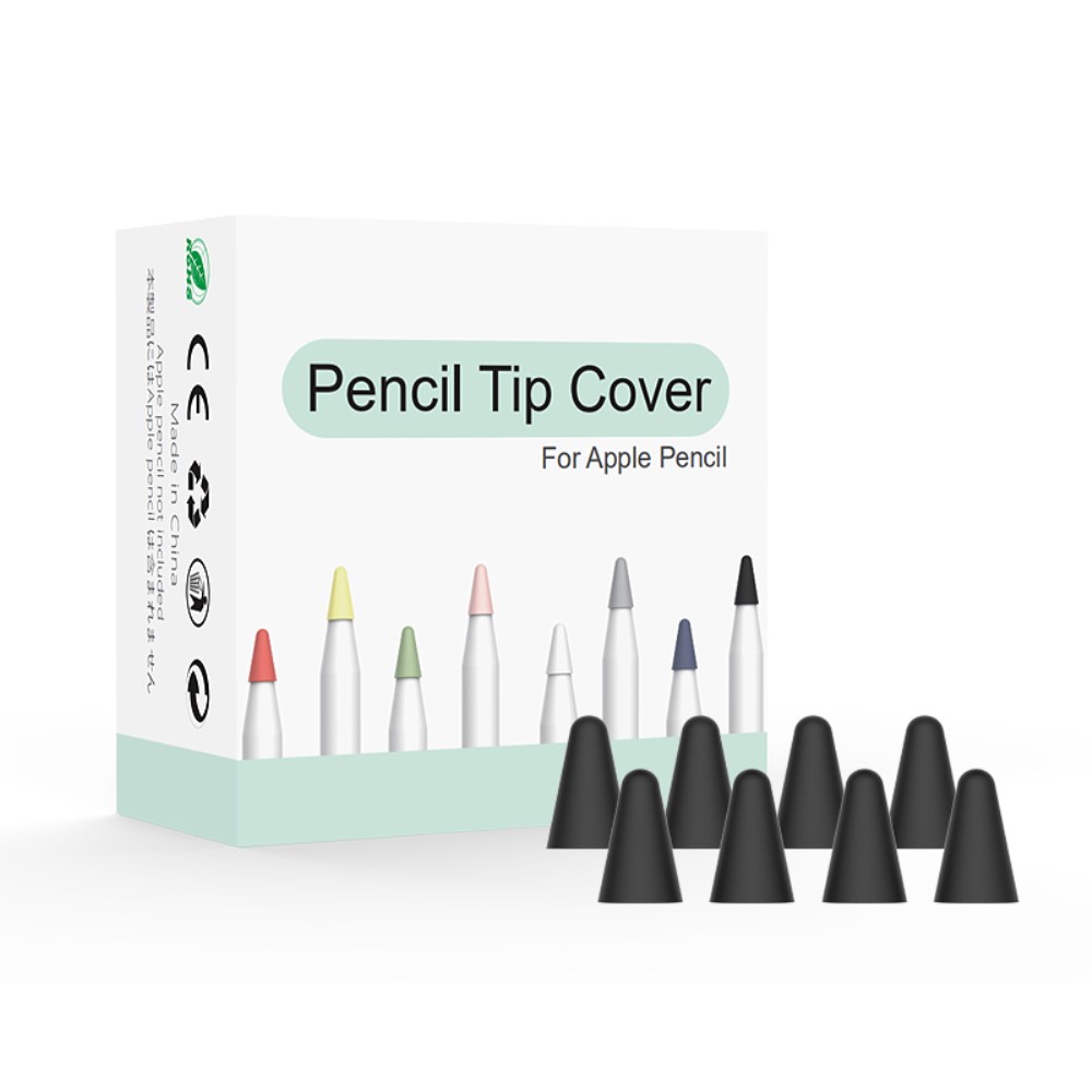  8-PACK Apple Pencil 1/2/Pro Spetsskydd / Tip Cover Svart