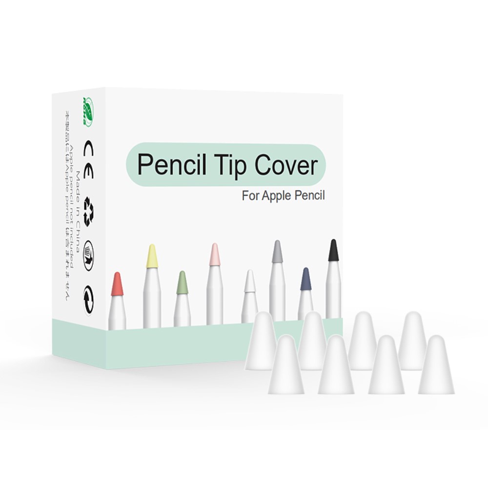  8-PACK Apple Pencil 1/2/Pro Spetsskydd / Tip Cover Vit